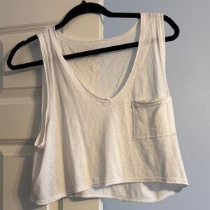 Aerie White V-Neck Crop Top